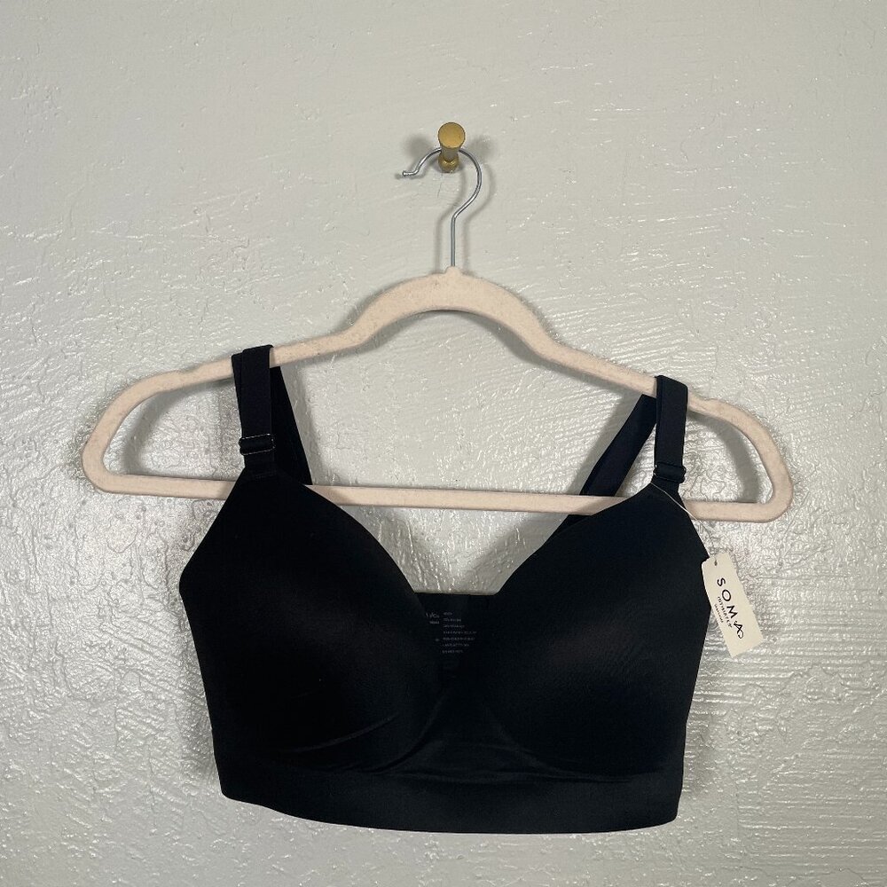 Soma Women 36D Black Bra Enbliss Wireless Back Closure Adjustable Strap Stretch